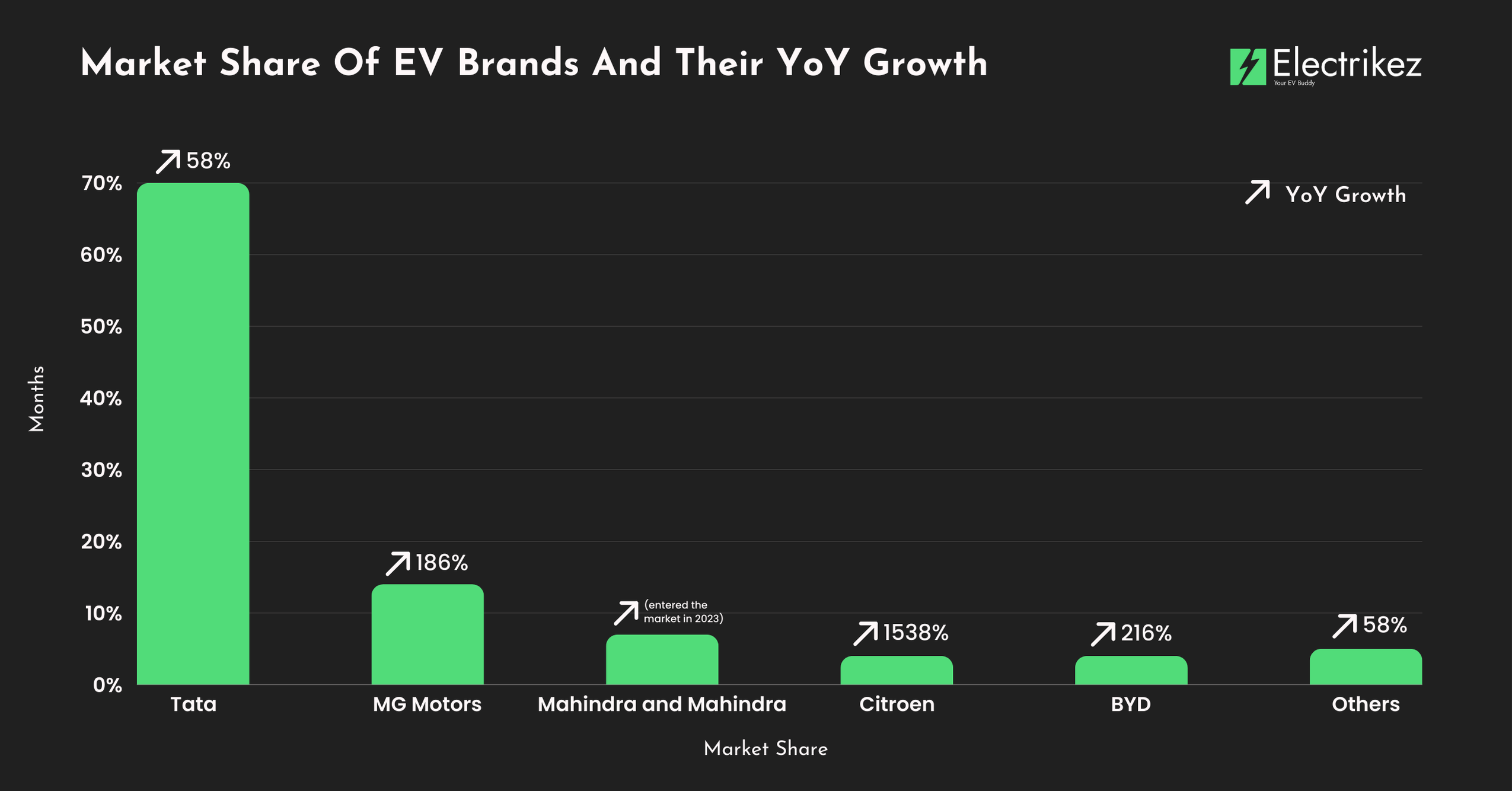 Market Share Of EV Brands And Their YoY Growth